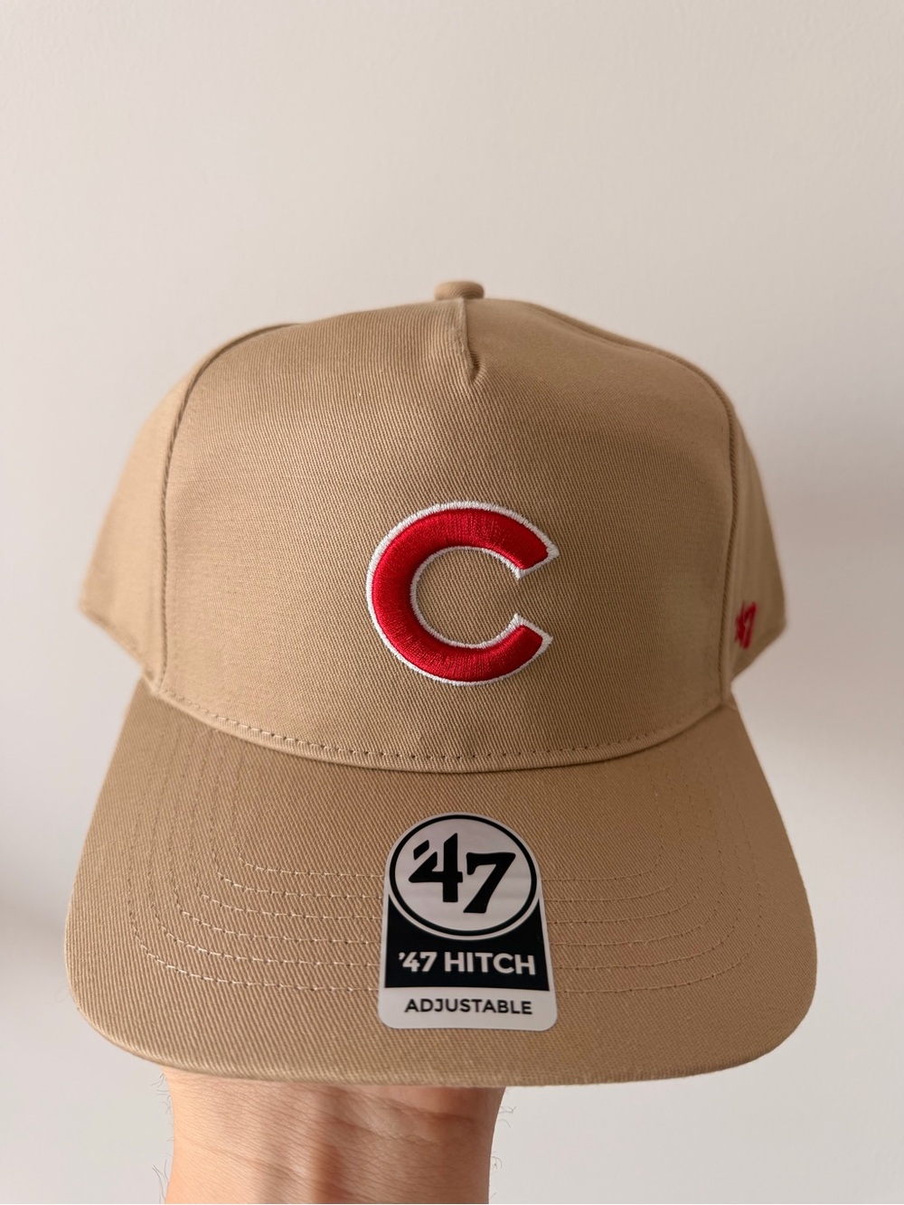 47 Mens Tan Baseball Chicago Cubs Cap with Red 'C' Patch